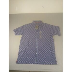 Men's XL Shirt Starbury Button Down Plaid Short Sleeve Collared 100% Cotton New!